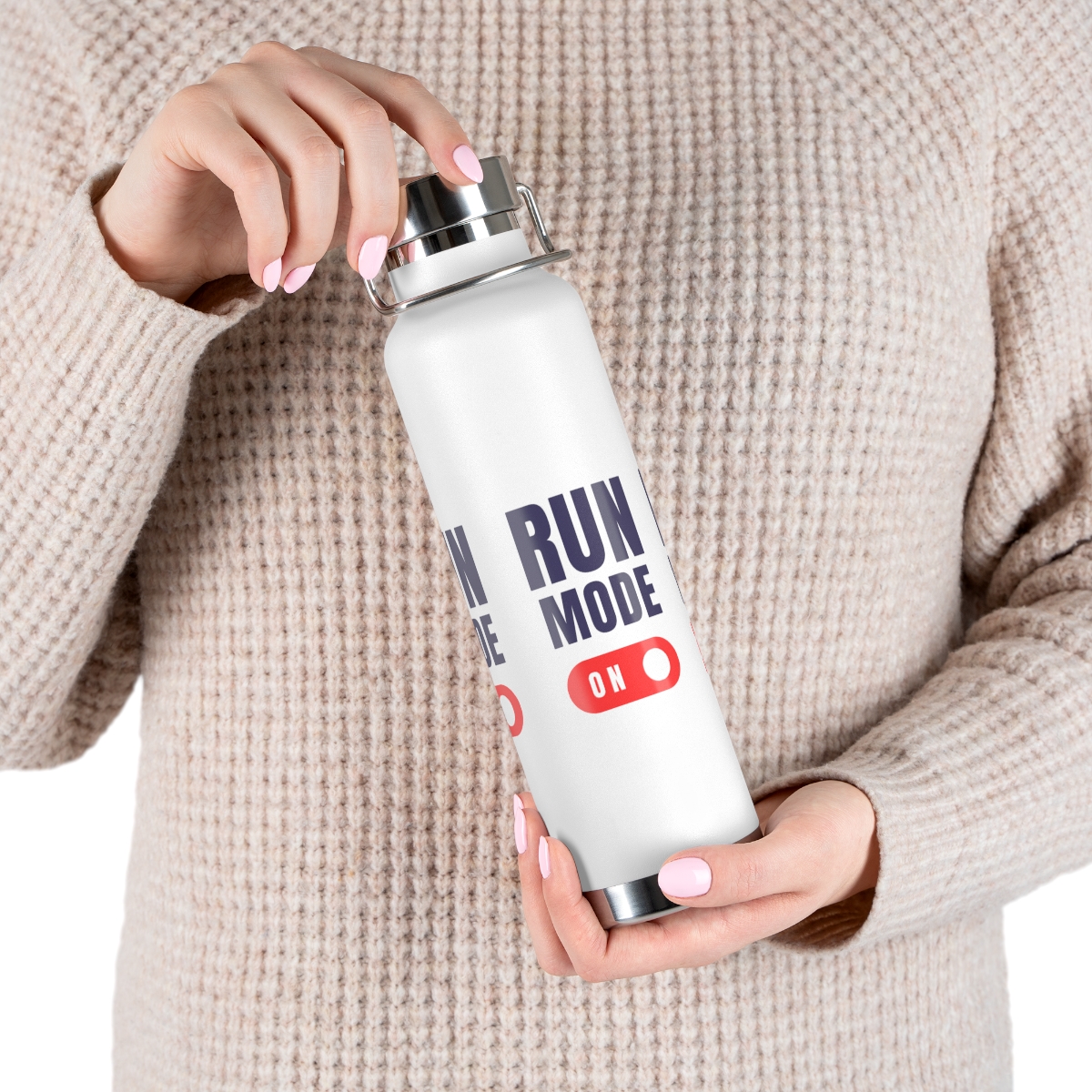 "Run Mode On" Copper Vacuum Insulated Bottle, 22oz